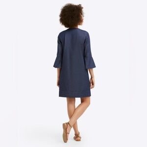 Draper James Dark Chambray Denim V-neck Bell Sleeve Dress sz XL